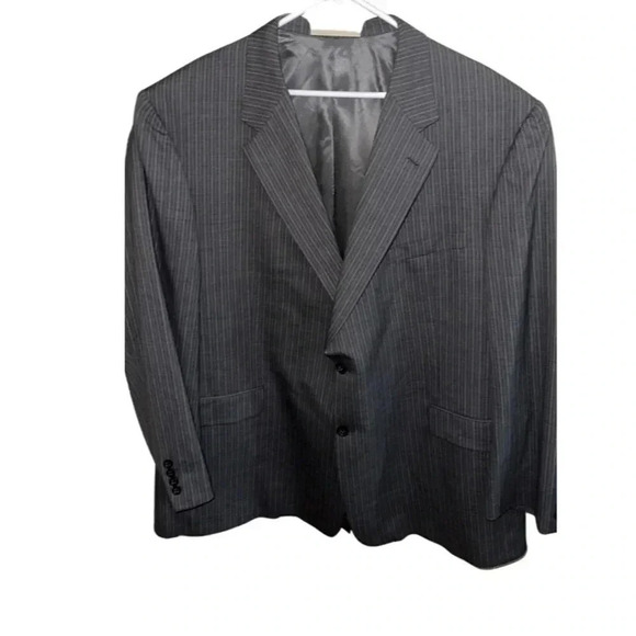 Burberry Gray Pinstripe Suit Jacket Size 54R - Picture 1 of 10